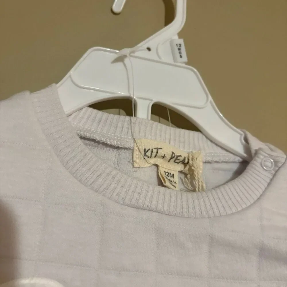 Kit + Pearl Unisex Baby Girl Boy Grey Quilted Polar Bear Top Pant Set NWT 12M